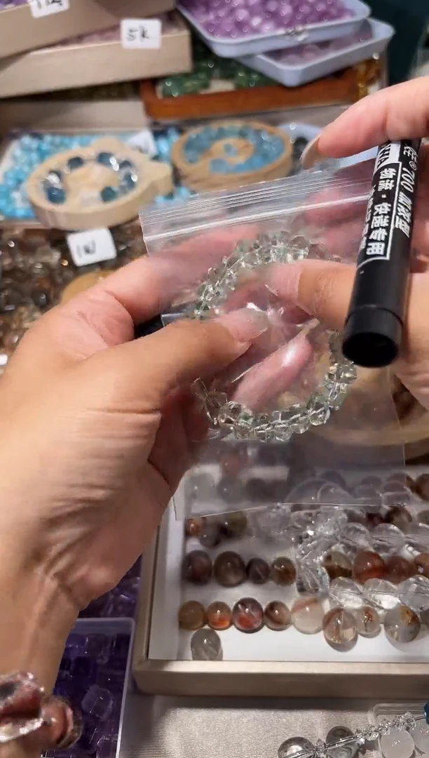 水晶手串未镶嵌瑄****?Q69绿水晶切面手串拍6