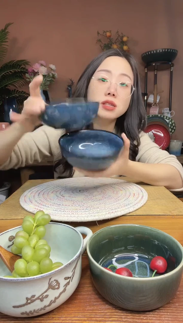 陶瓷5.5英寸蓝色米饭碗 2件 微瑕疵