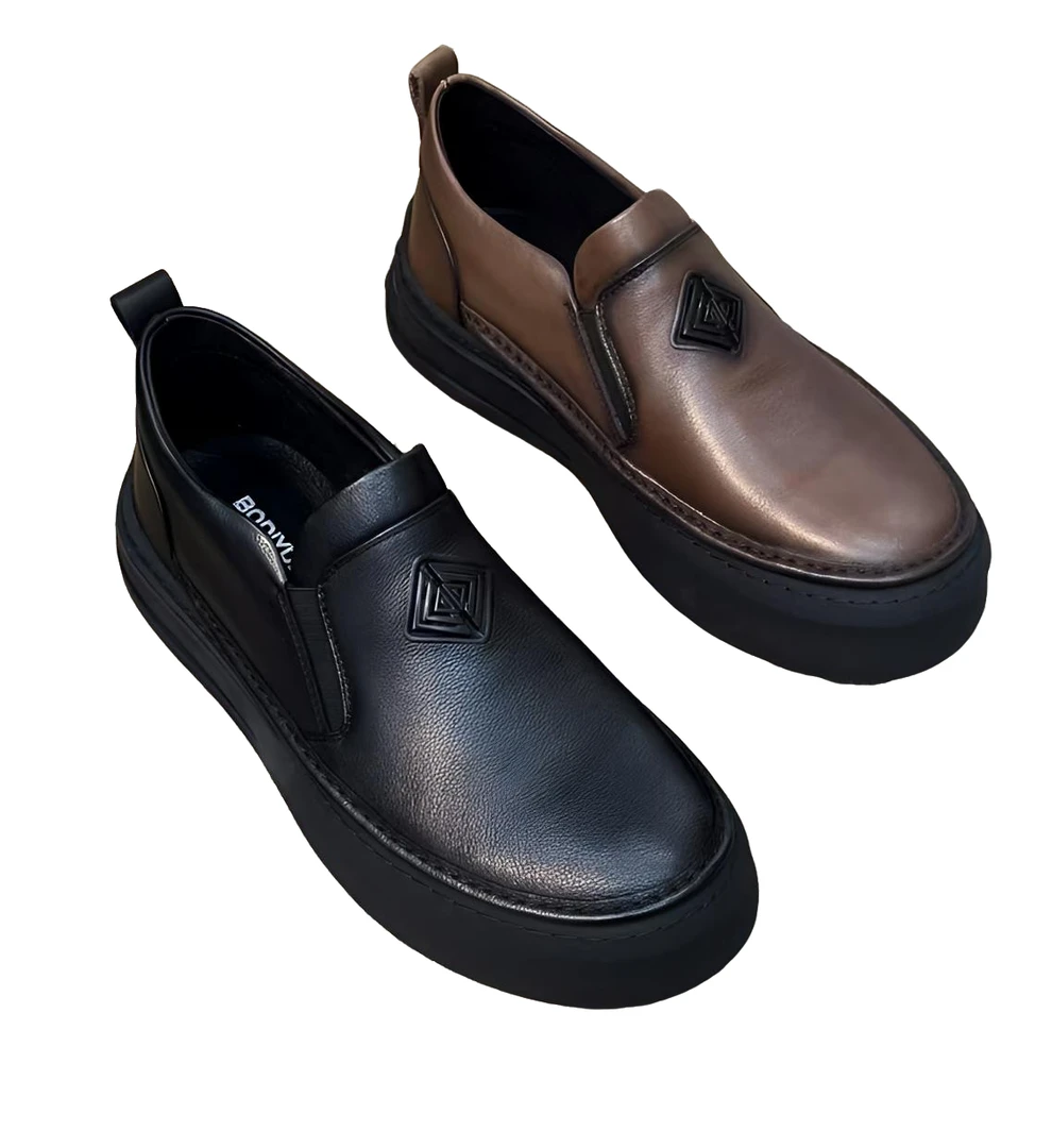 男士休闲风软底舒适休闲皮鞋低帮厚底休闲鞋轻便秋季春季时尚皮鞋