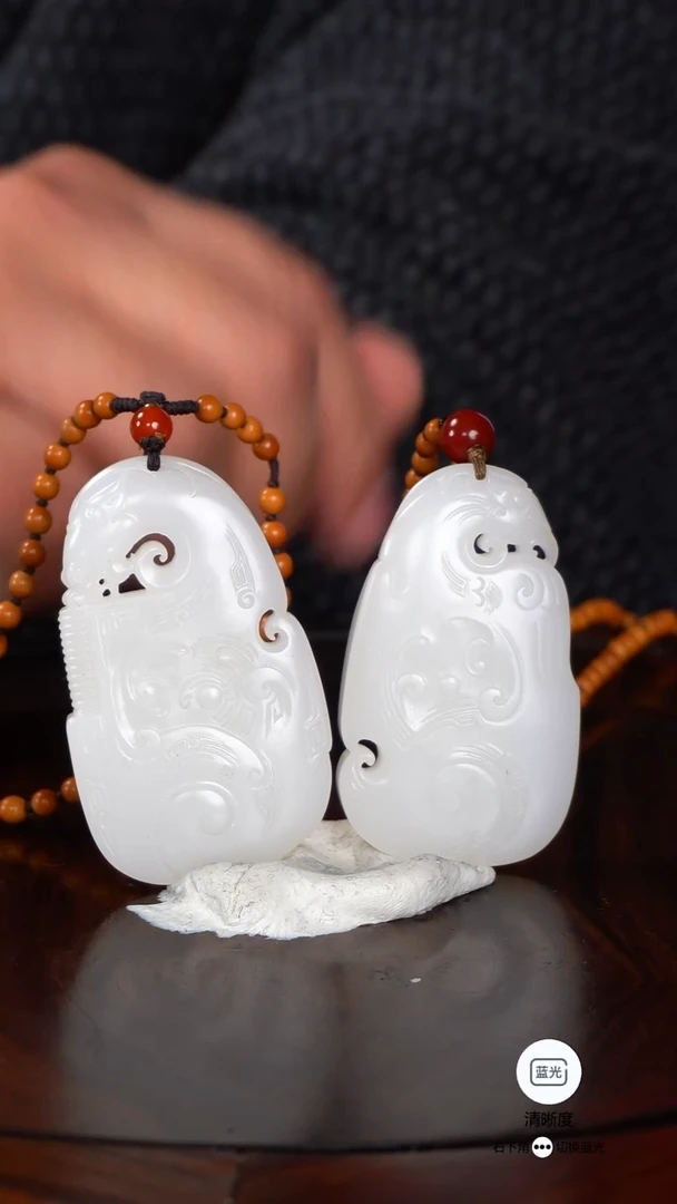 未镶嵌和田玉挂件025【防拍】龙凤呈祥