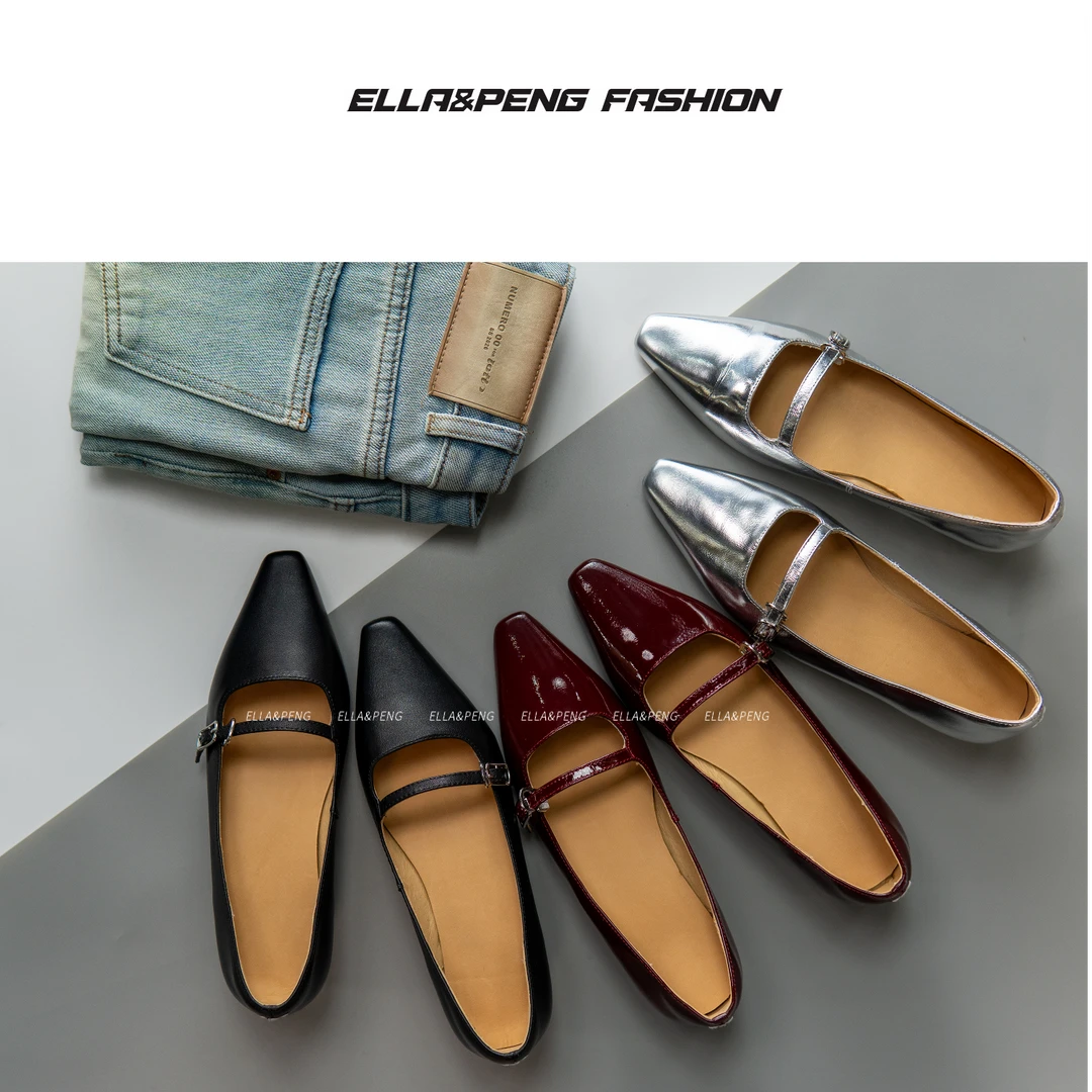 E/P‘STUDIO-头层牛皮4.5cmCM/新款简约头层牛皮高定气质玛丽珍鞋