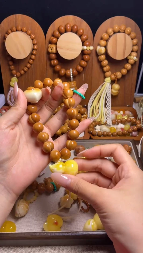 手串猴头核桃～*甛全品光面柯基爱心绿跑环大蜜葫芦三通新绿流苏