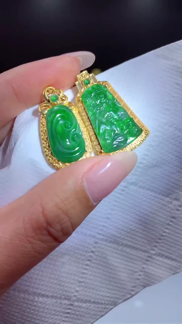 【闪购商品】定制翡翠18K金镶嵌天然A货翡翠（拍一发一）