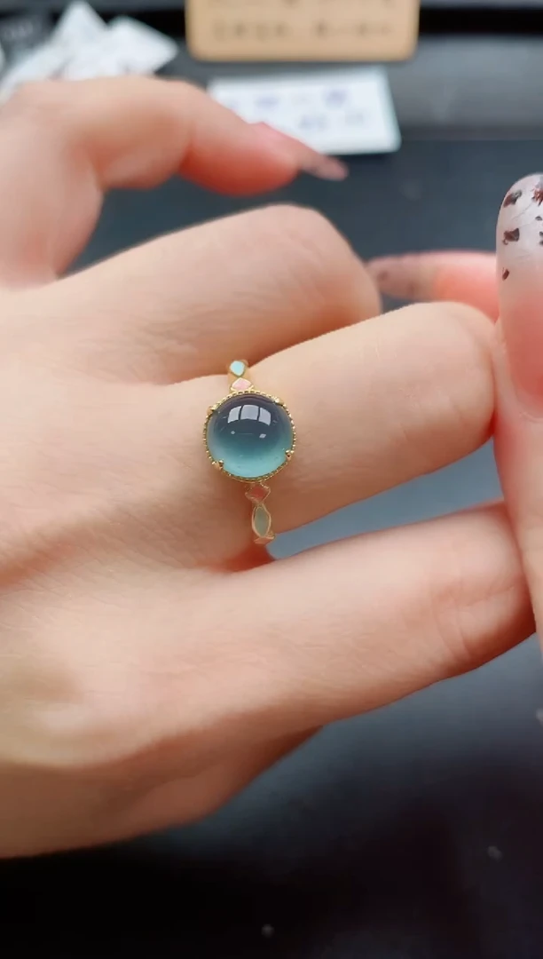 银S925镶嵌戒指翡翠1