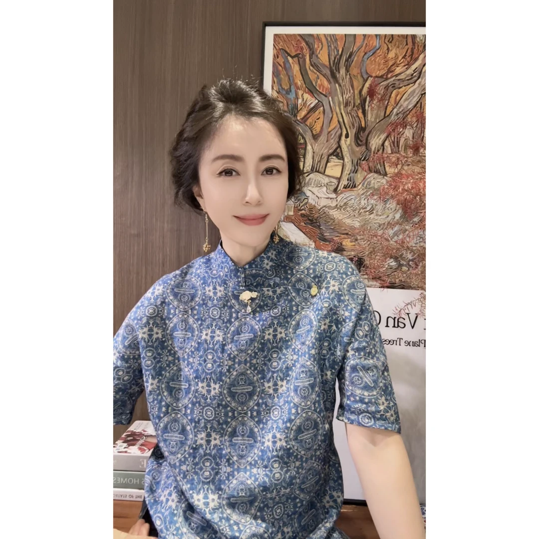 VV&AA   新款气质复古百搭兰花苎麻上衣 D25013