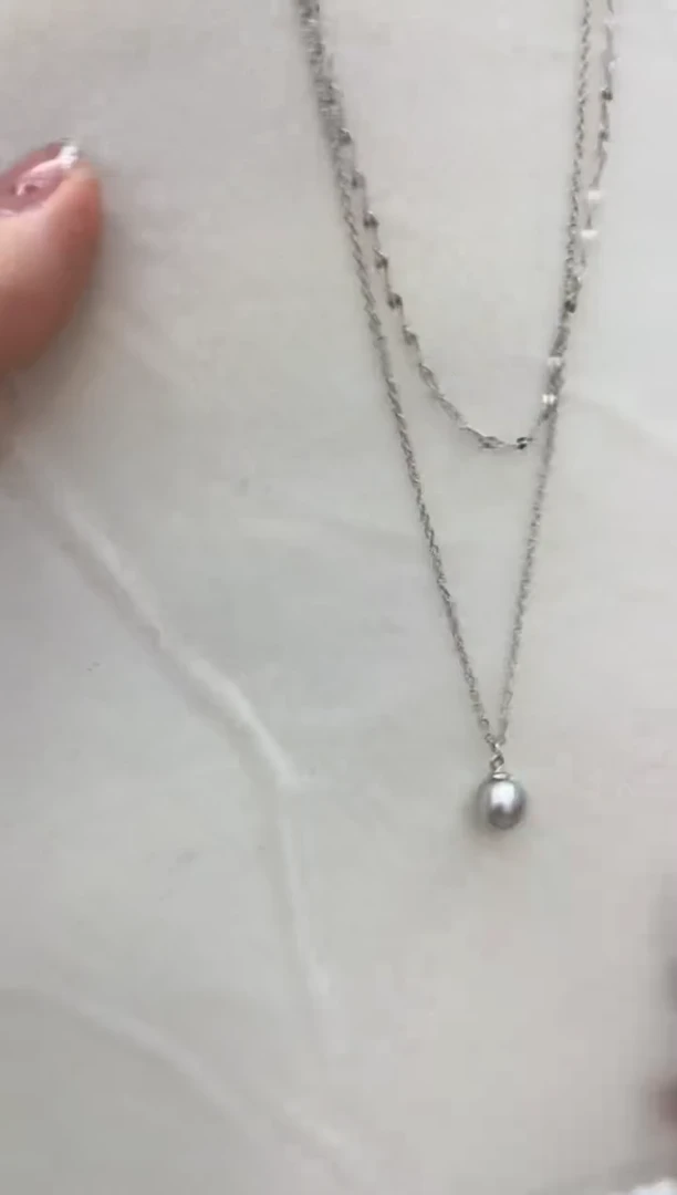 银S925镶嵌套链海水珍珠套链