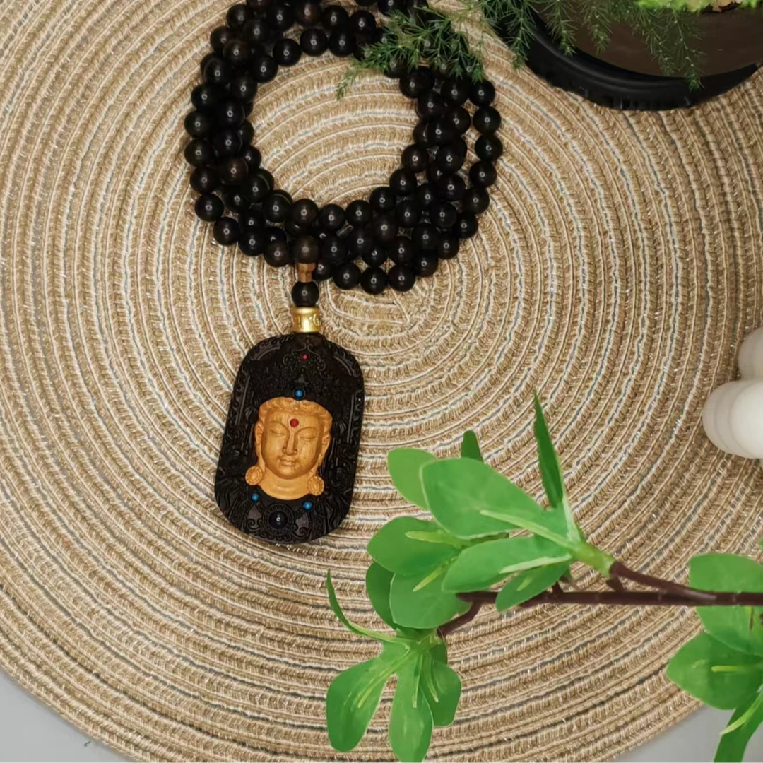 非金属木质项链 手工佛牌项链男女通用时尚雕刻百搭气质精美精雕