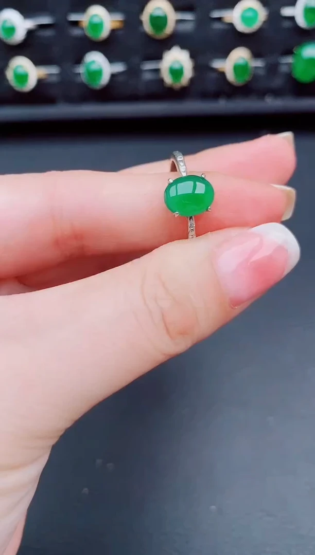 翡翠戒指银S925镶嵌天然a货翡翠21