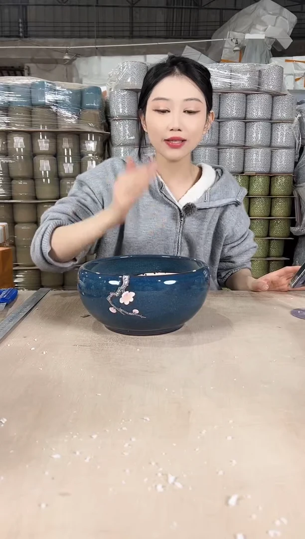 【闪购商品】陶瓷大碗蓝花釉勾花小号23x12