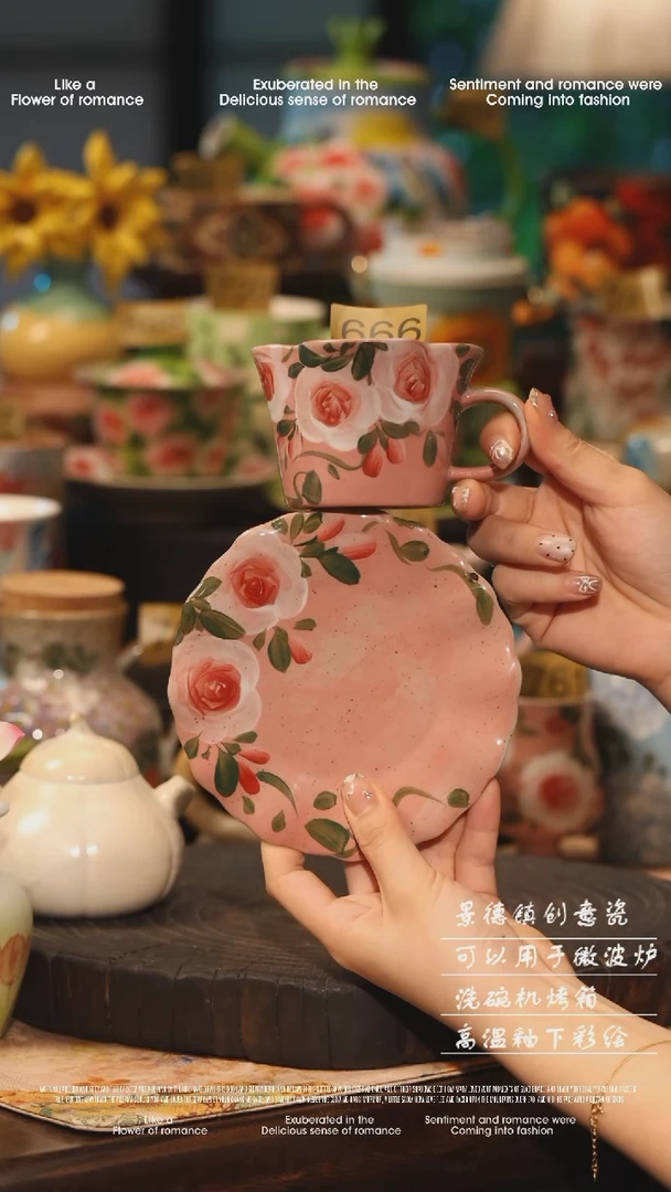 陶瓷666景德镇高温釉下彩绘设计师款式