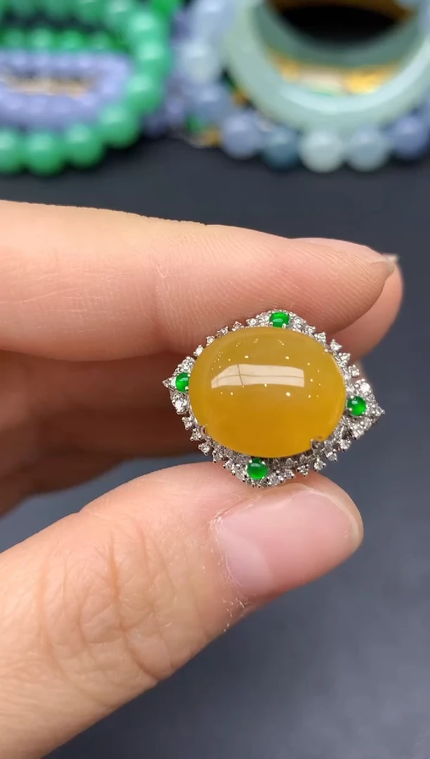 18K金镶嵌戒指翡翠344-雪姐翡翠天天见