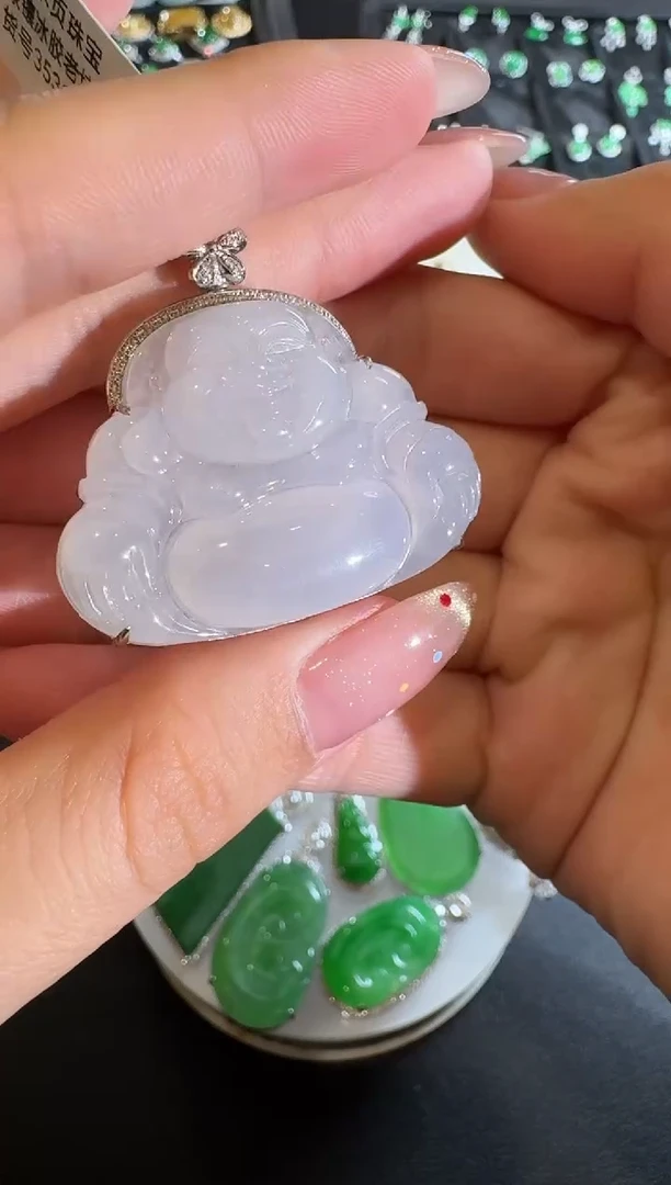 【闪购商品】翡翠吊坠(不含链)18K金镶嵌【源头工厂】钻石镶嵌