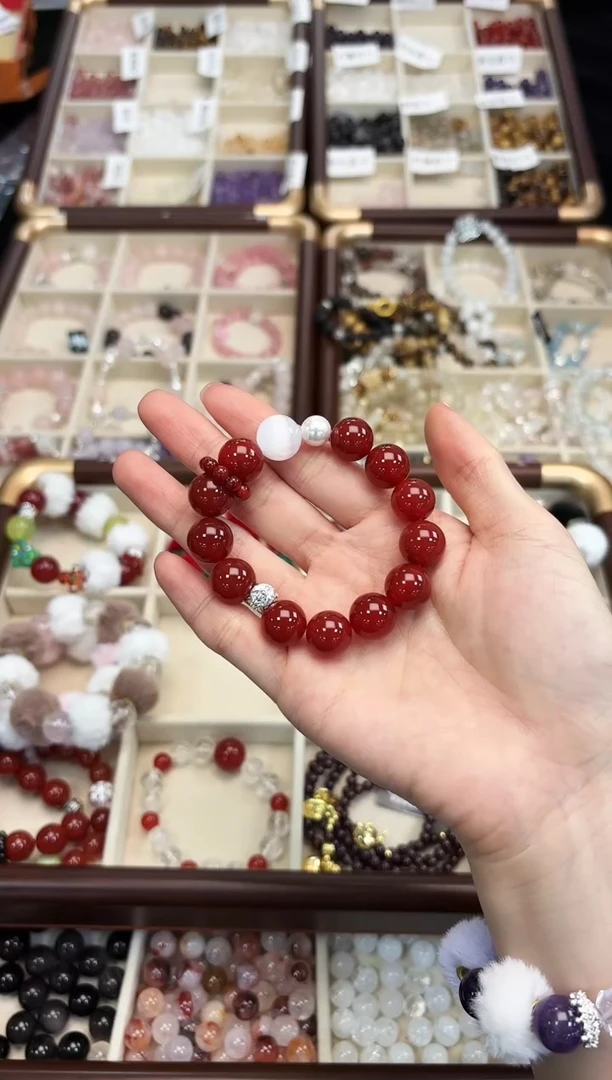 未镶嵌手链水晶红玛瑙16.5手围