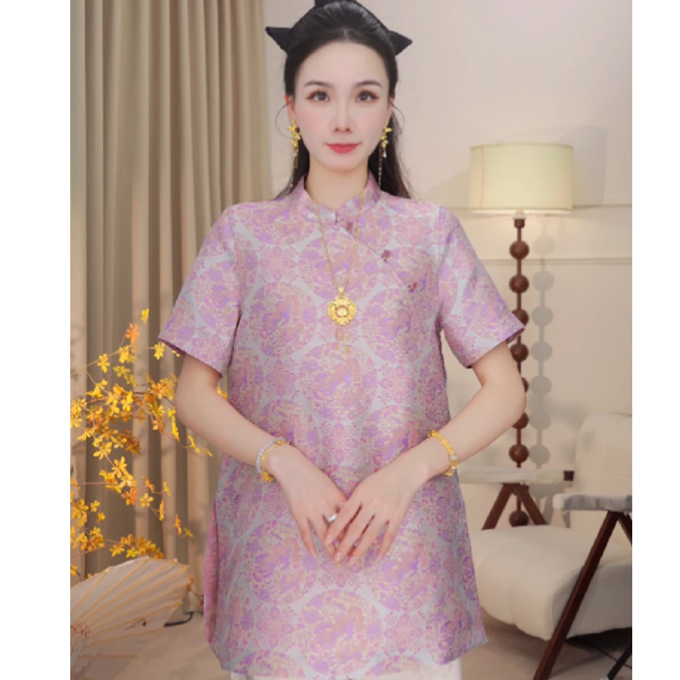 【花团锦簇】新中式国风显瘦小衫夏季奥黛款2025B8549—婷婷杭锦仓