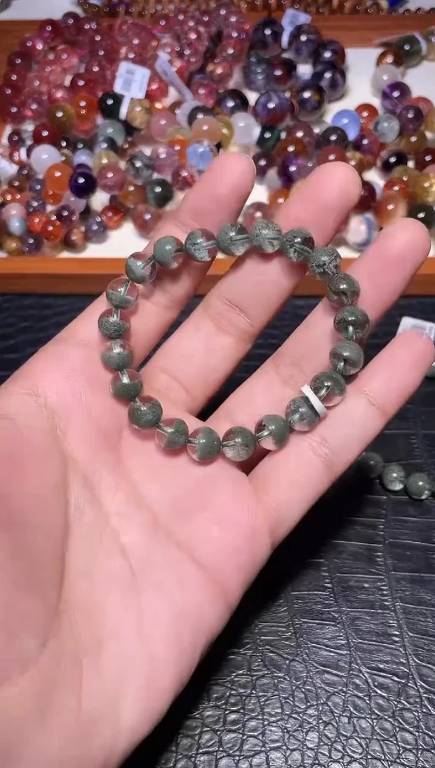 未镶嵌手链水晶贺***9绿幽灵单圈A9（多样性发其一）