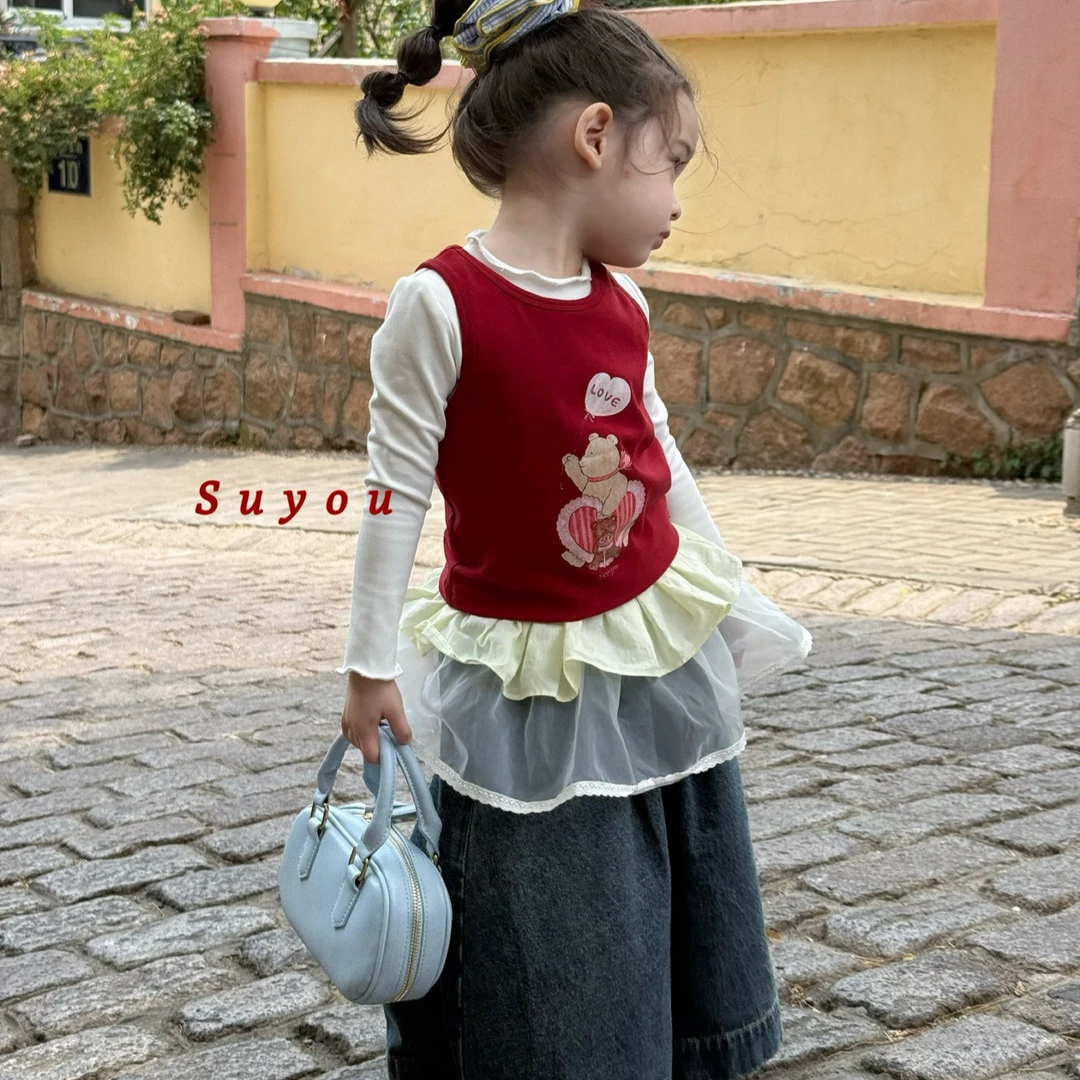 【Suyou】25秋～女童印花两件套上衣663128