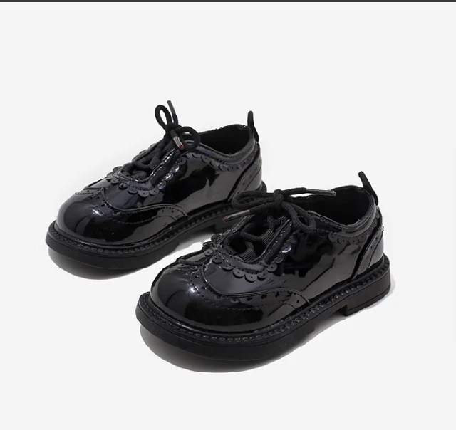 女童皮鞋黑色2025春秋新款女宝宝公主小皮鞋L39022