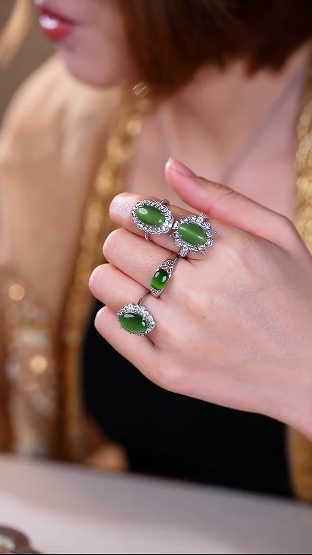 银S925镶嵌戒指和田玉【小涵专属】