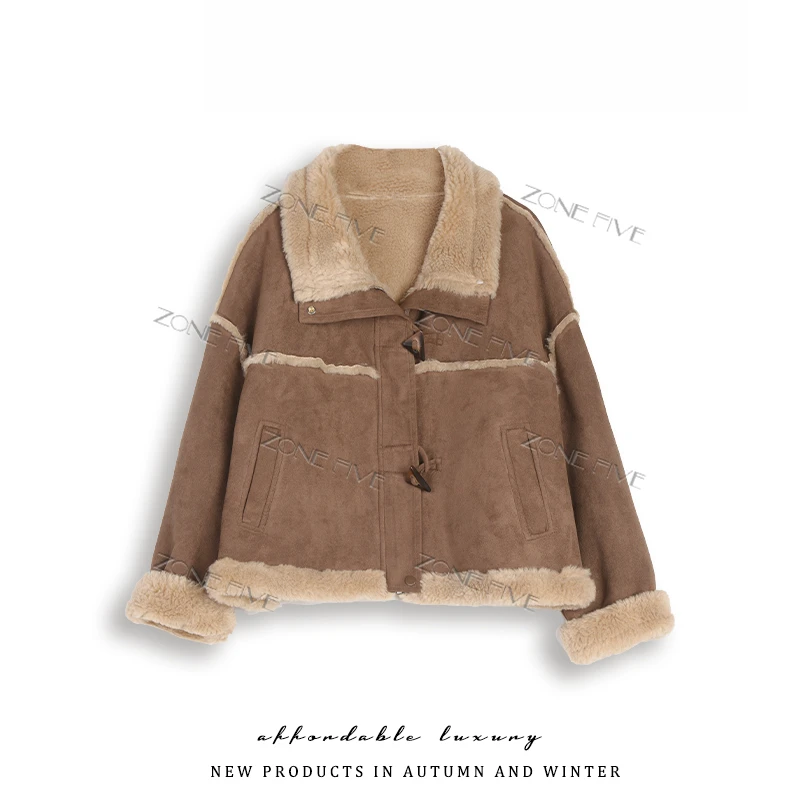 【D&Q STUDIO】2024年秋冬款加厚加毛外套时尚皮毛一体短外套