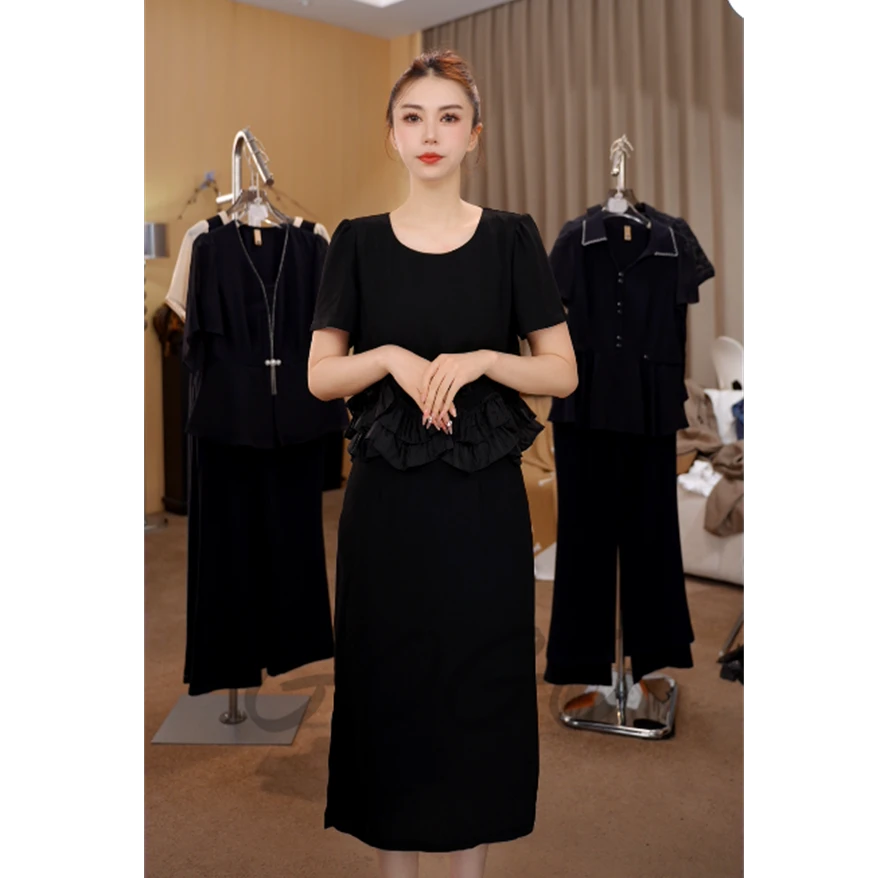 G6977时尚气质减龄连衣裙2025夏季大码胖MM韩版洋气宽松裙子女