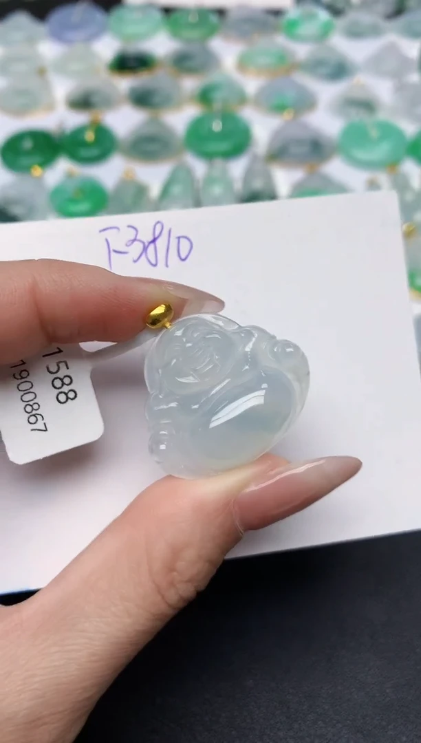 颈饰18K金镶嵌翡翠天然缅甸A货翡翠百元以上9元证书费自理