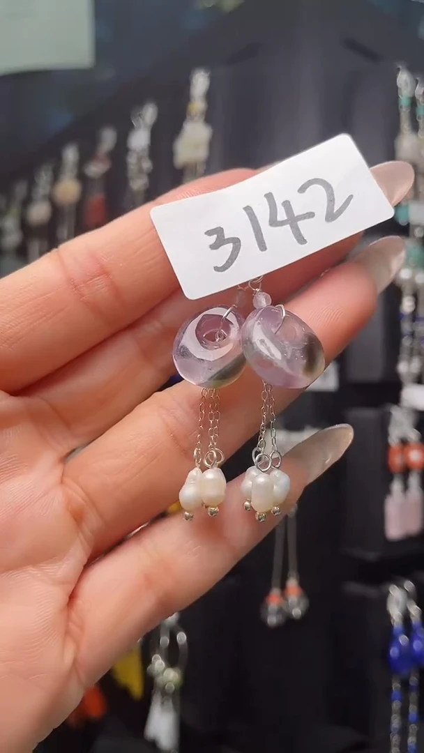 银S925镶嵌耳饰紫晶喜欢拍