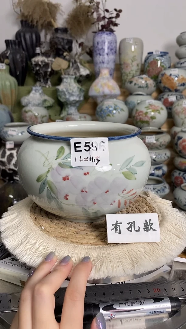 景德镇陶瓷花盆 E 596 陶瓷制品 默认有点误差哦~