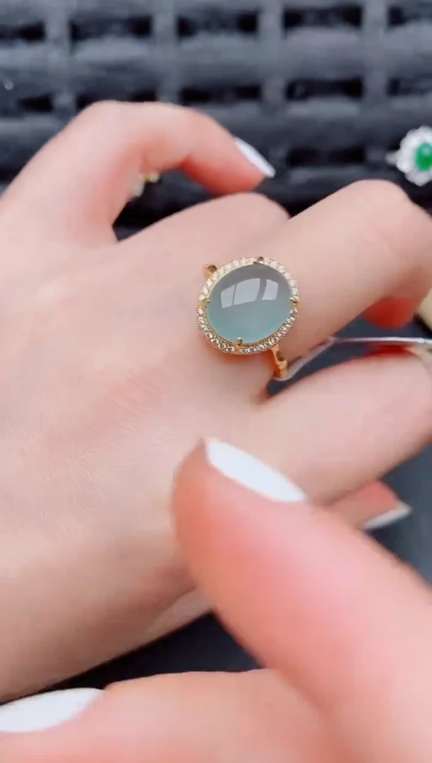 【闪购商品】翡翠戒指银S925镶嵌天然a货翡翠289