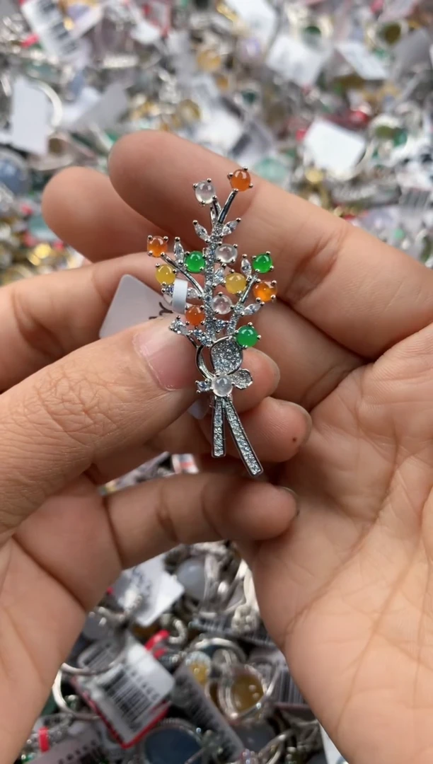 银S925镶嵌戒指翡翠3333----4