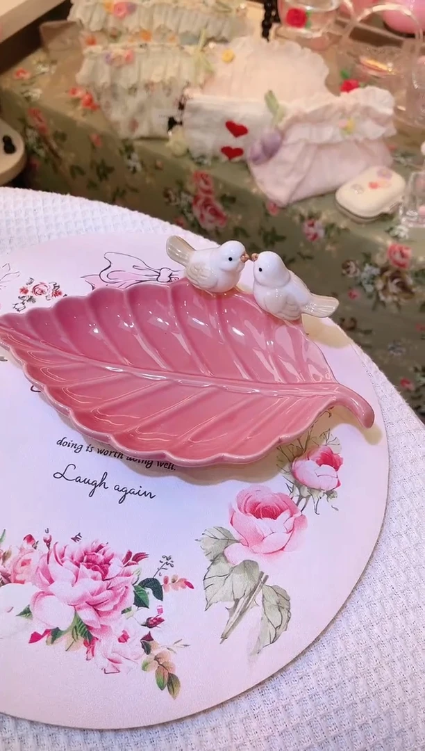树叶甜品盘粉色——手工制作品质好！
