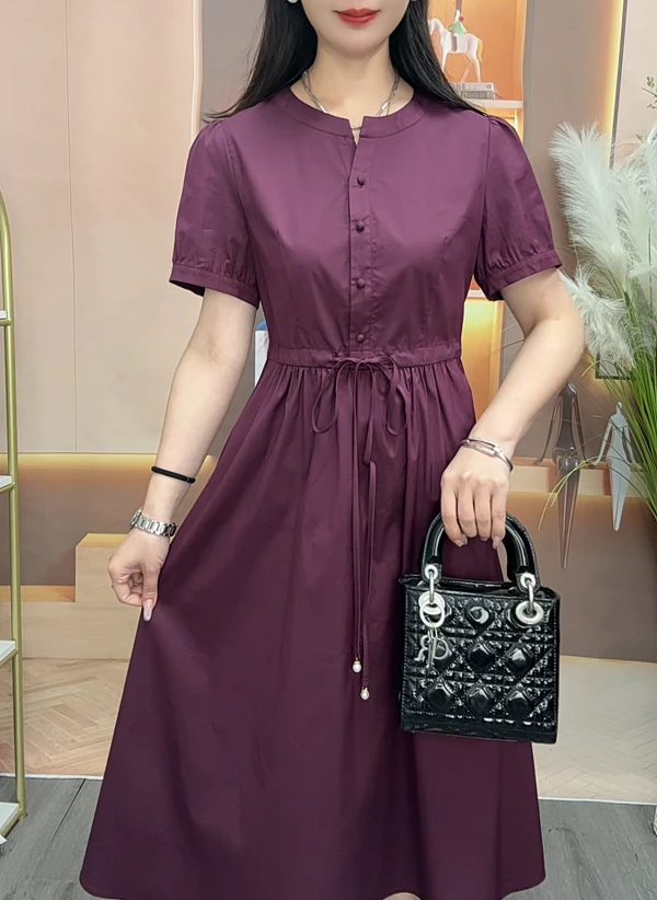 2025百搭减龄遮肉显瘦时尚气质妈妈装连衣裙韩版收腰