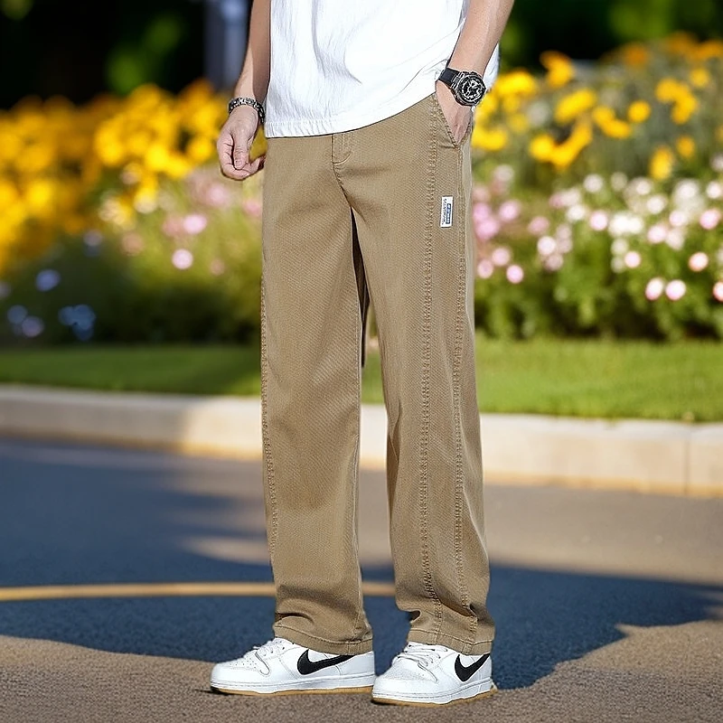 薄款长裤夏季春夏男士拖地休闲裤阔腿男裤裤子大码潮流宽松直筒裤