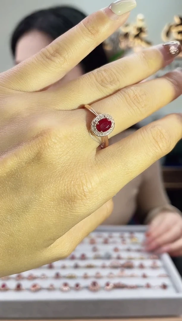 银S925镶嵌戒指红宝石戒6指
