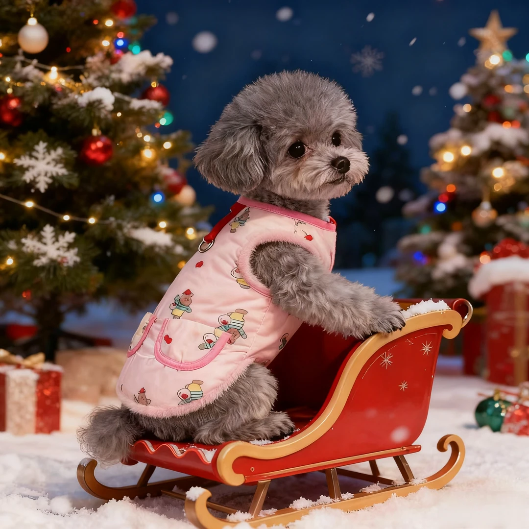 宠物加厚棉衣可牵引狗狗衣服泰迪比熊博美约克夏小型犬猫咪秋冬装