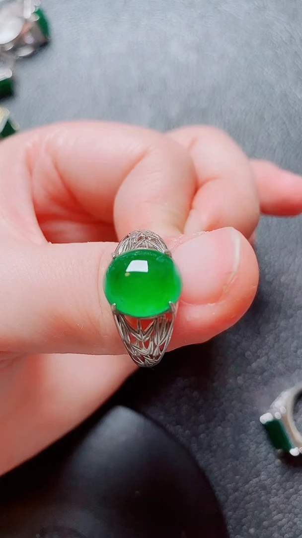 银S925镶嵌戒指翡翠翡翠