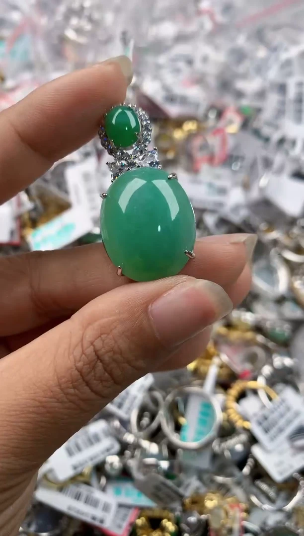 银S925镶嵌戒指翡翠3333----7