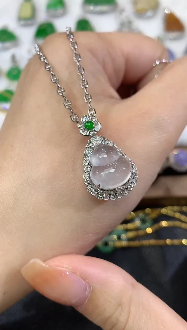 吊坠(不含链)18K金镶嵌翡翠A55