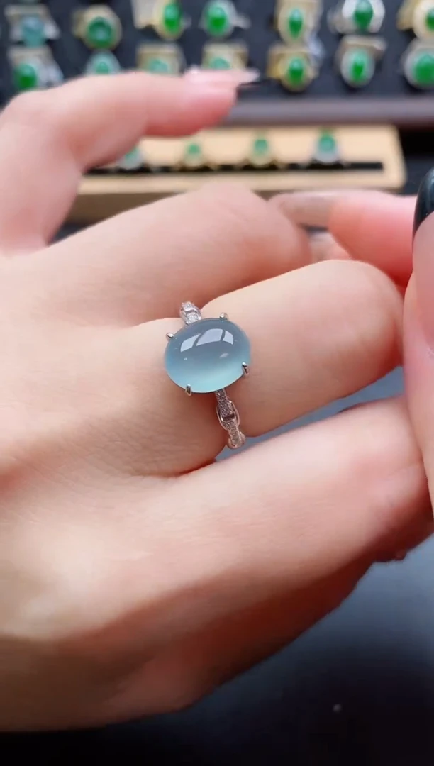 银S925镶嵌戒指翡翠1