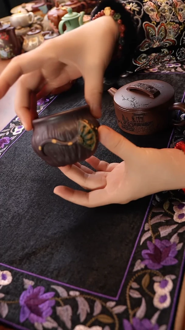 茶壶紫砂老紫泥莲蓬杯