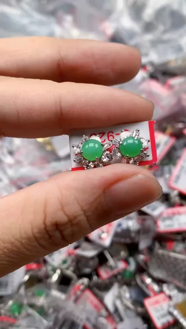 银S925镶嵌戒指翡翠天然A货缅甸翡翠