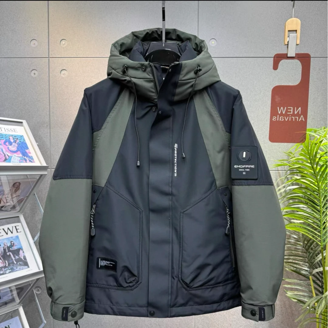 冬季高端羽绒服男休闲百搭加厚保暖鸭绒冲锋衣外套工装上衣1003