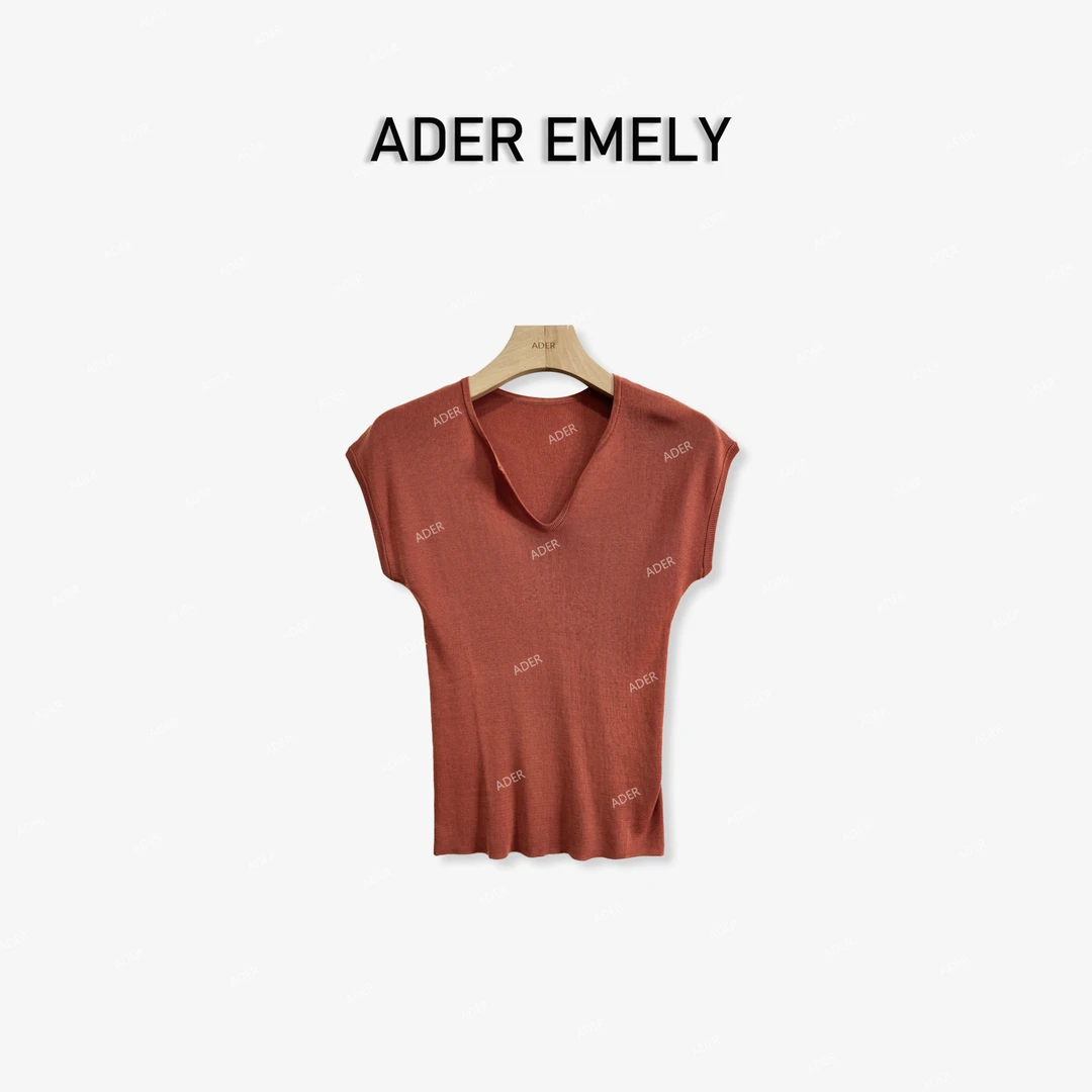 ADER EMELY/2025桃心领针织T恤 QH2529