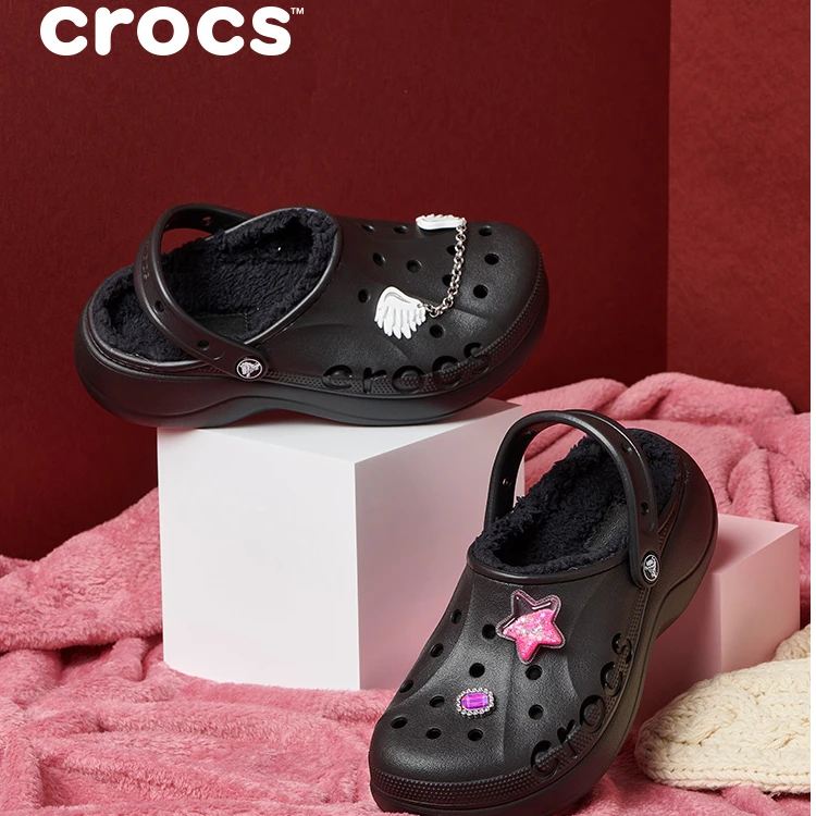 CROCS/卡骆驰【贝雅云彩暖棉】女鞋增高鞋秋冬毛毛鞋洞洞鞋|208708