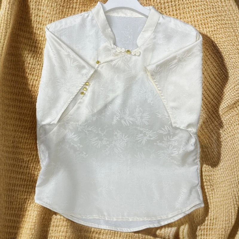 【月光】国风薄款高端提花新中式短袖小衫T恤国风年轻款上衣653