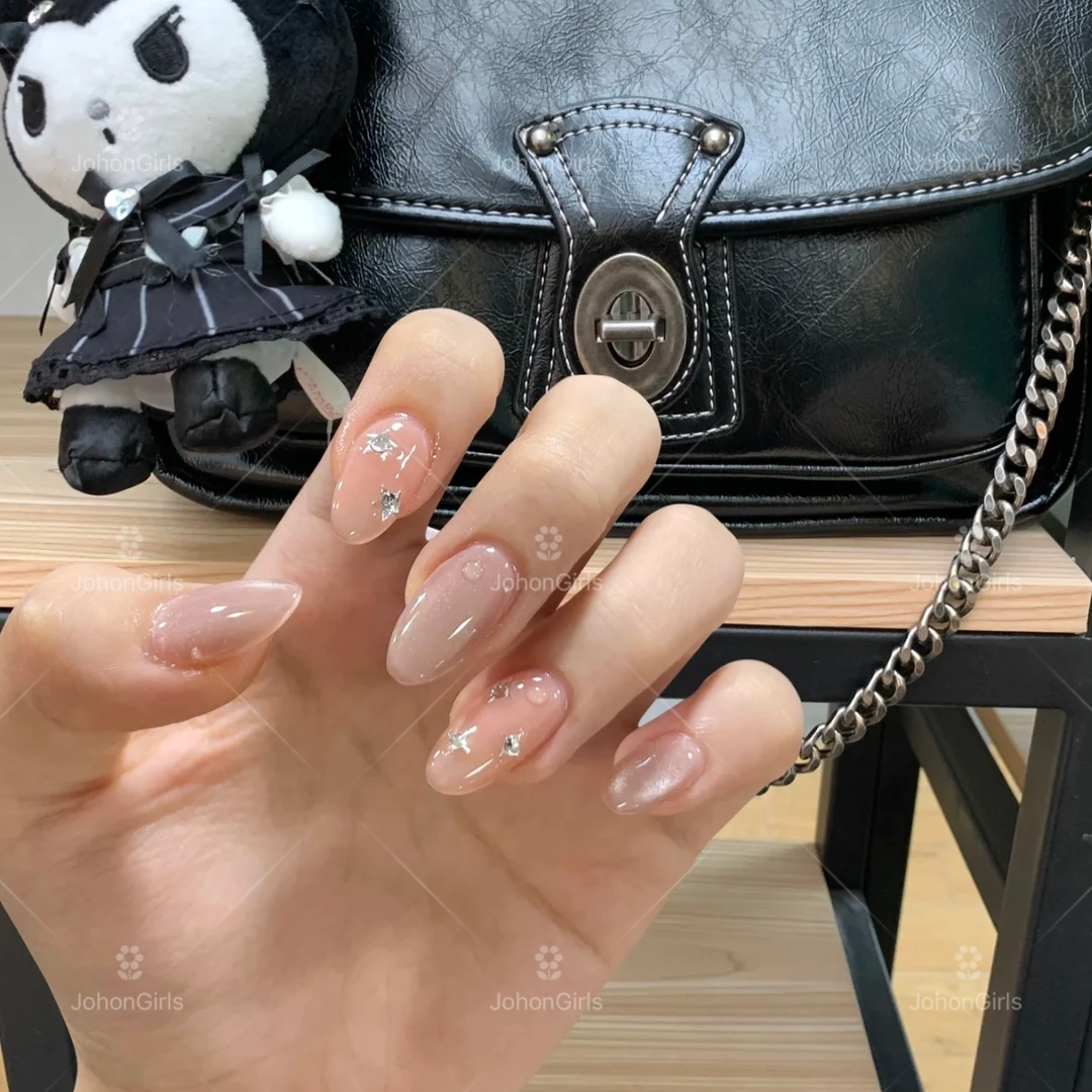 JohonGirls'/琴岛小嫚【婉月凝霜】夏日手工穿戴甲猫眼美甲气质显白