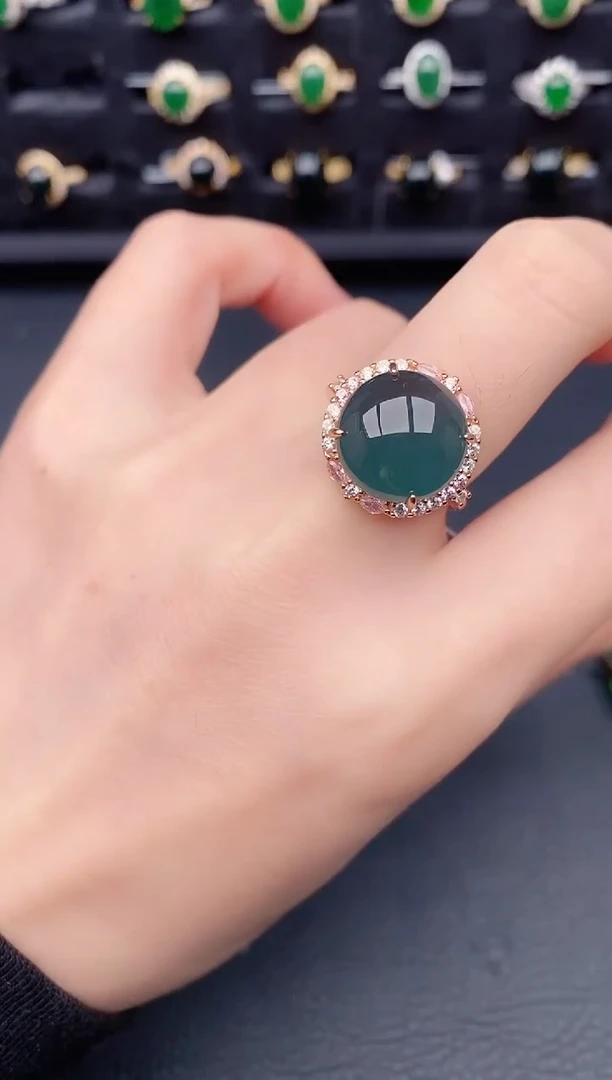 银S925镶嵌戒指翡翠天然a货翡翠101