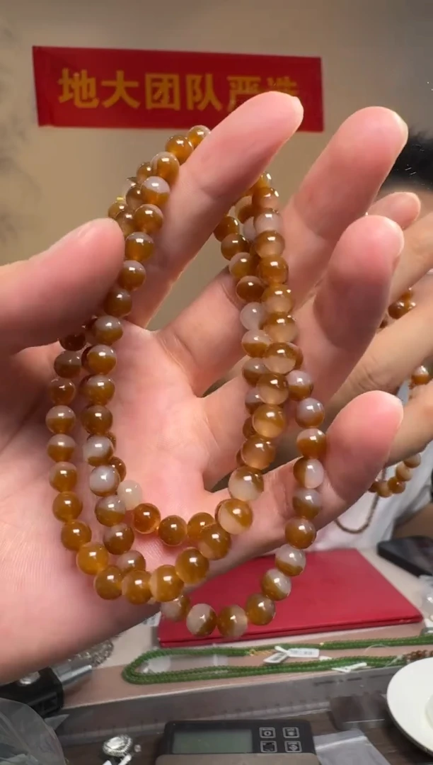 手串未镶嵌和田玉和田玉糖白圆珠多圈手串