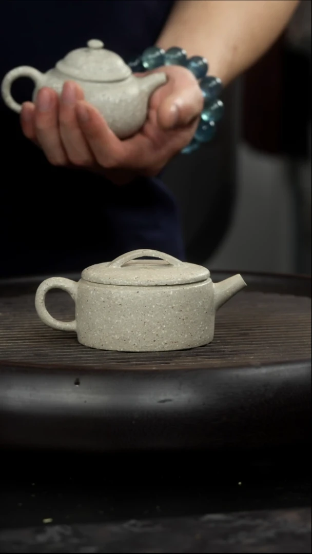 茶杯紫砂全手粗砂白王   平底汉瓦
