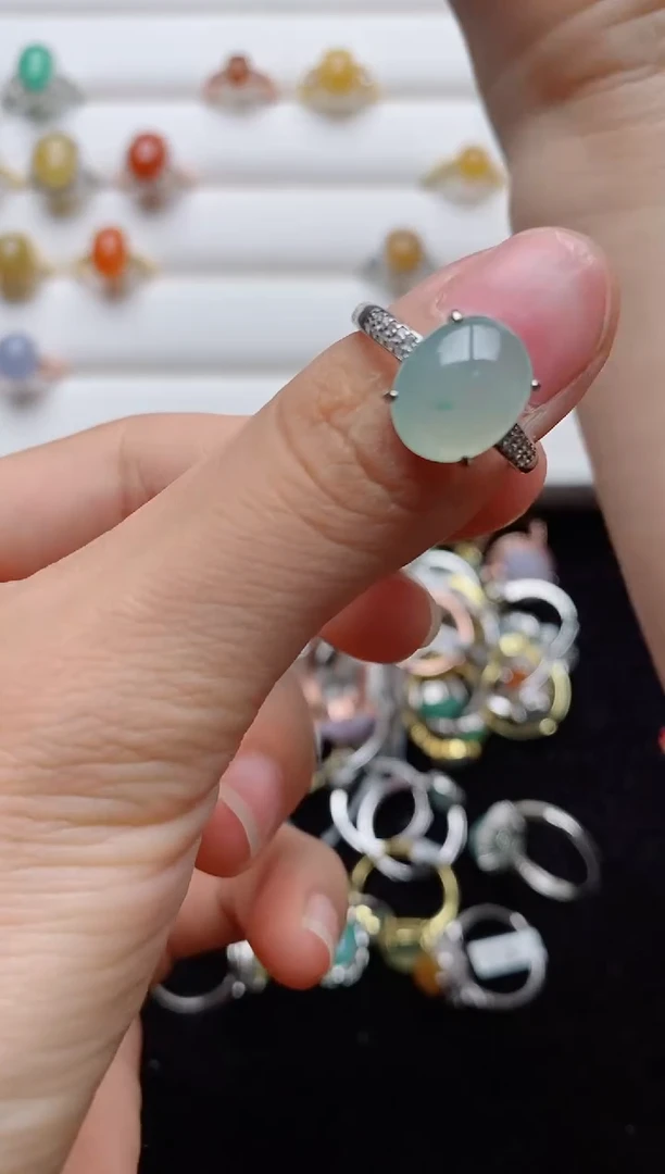 翡翠戒指银S925镶嵌...........