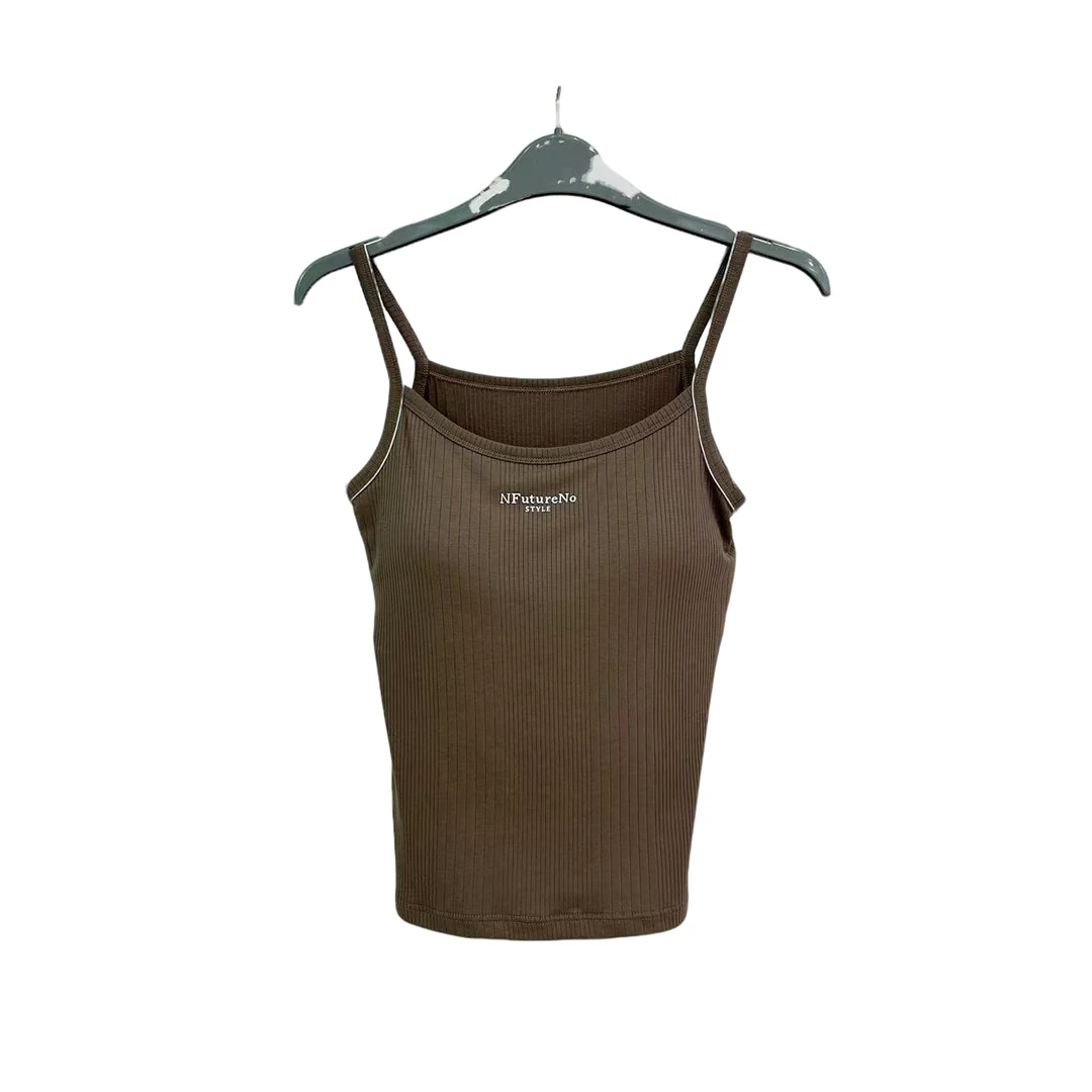 8424-细肩带（卡其）舒服棉一体式背心